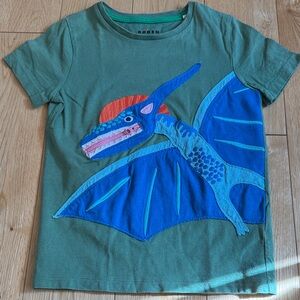 Mini Boden Pterodactyl Appliqué Zipper Tee Sz 6-7Y